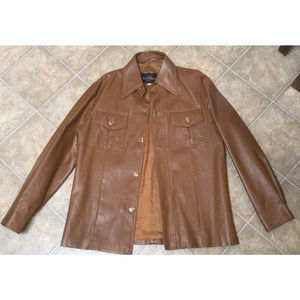 Vintage Scott Davis 1970s Faux Leather Large Jacket Buttons Pockets ~868A
